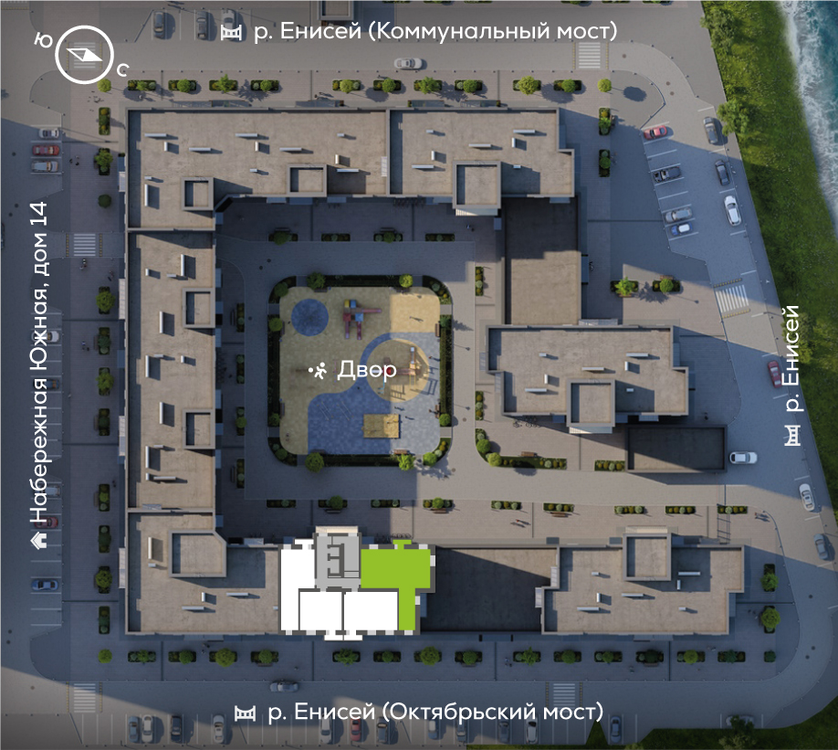 Генплан Южный берег, Дом №23, квартира №301